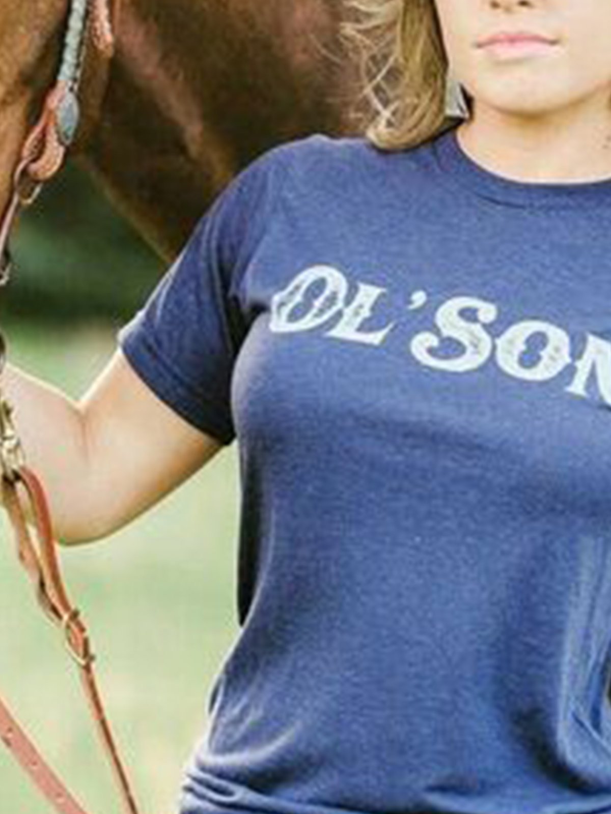 Blue Letter Crew Neck Short Sleeve Printed Shirts & Tops