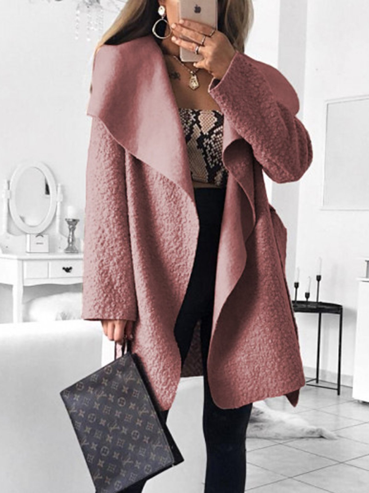 Vintage Shawl Neck Long Sleeve Cardigans With Belt