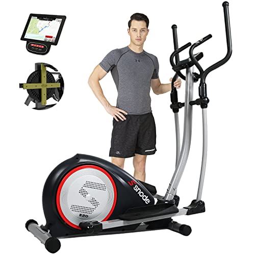 SNODE E20 Elliptical Exercise Machine, Cross Trainer Fitness Equipment with Hyper-Quiet Magnetic Driving System- Black