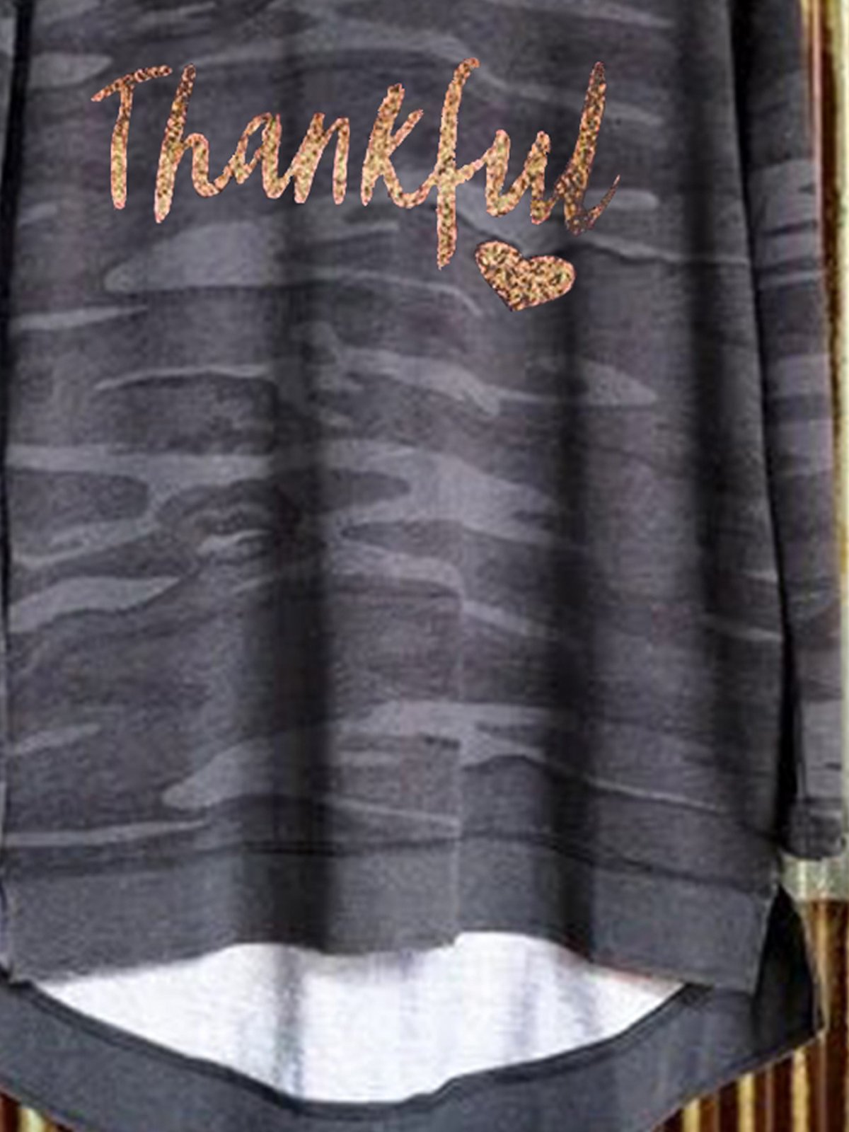 Gray Shift Cotton-Blend Long Sleeve Letter Sweater