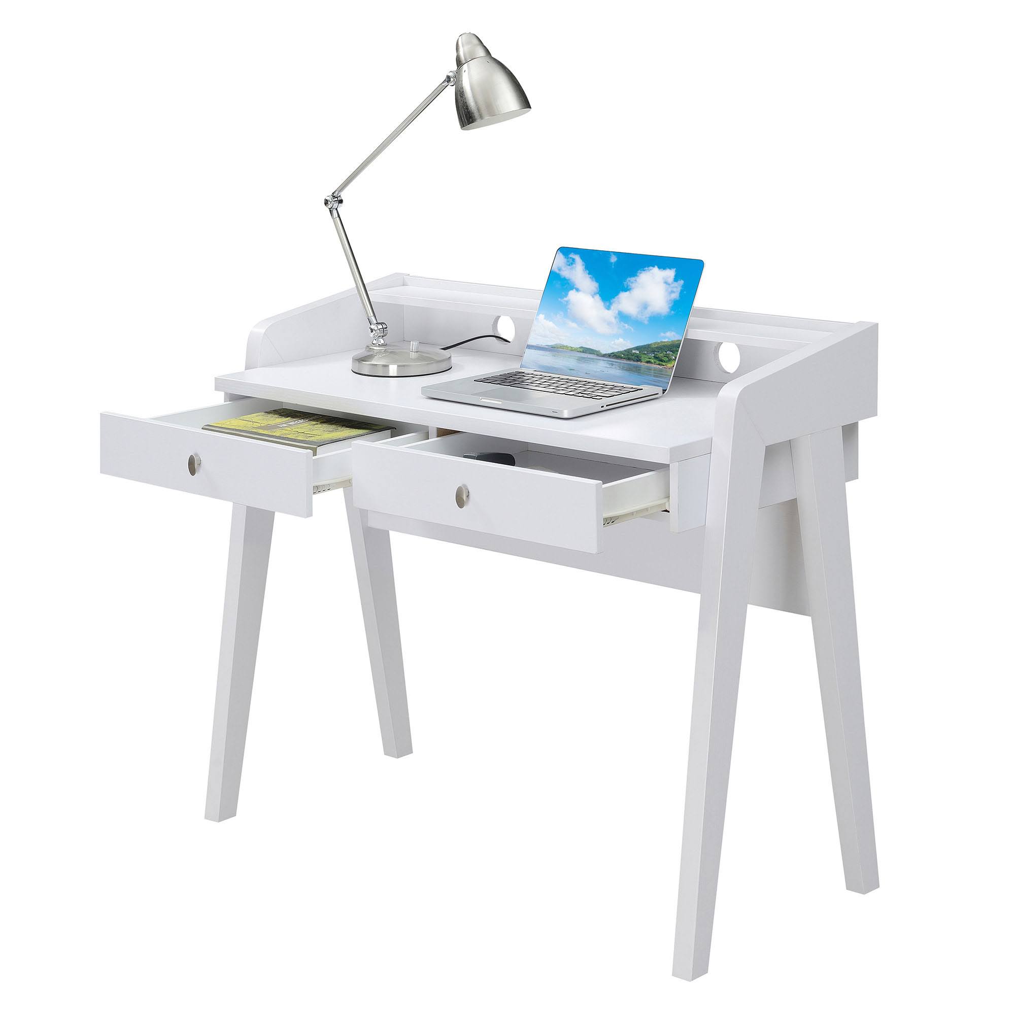 Convenience Concepts Newport Deluxe 2 Drawer Desk, White
