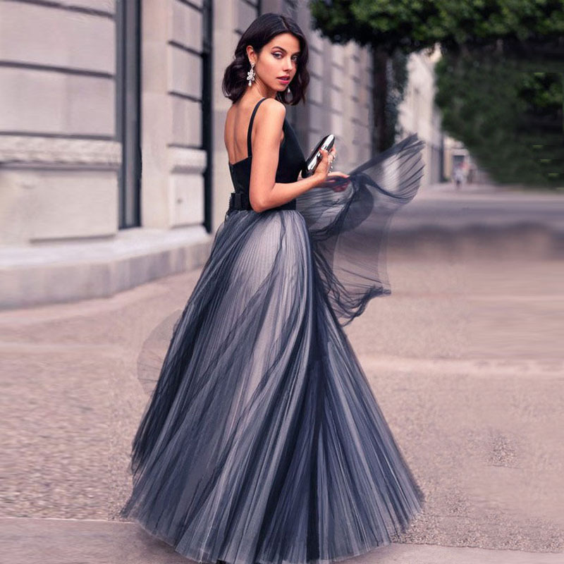 Dress V-neck sleeveless Dress Waist Long skirt