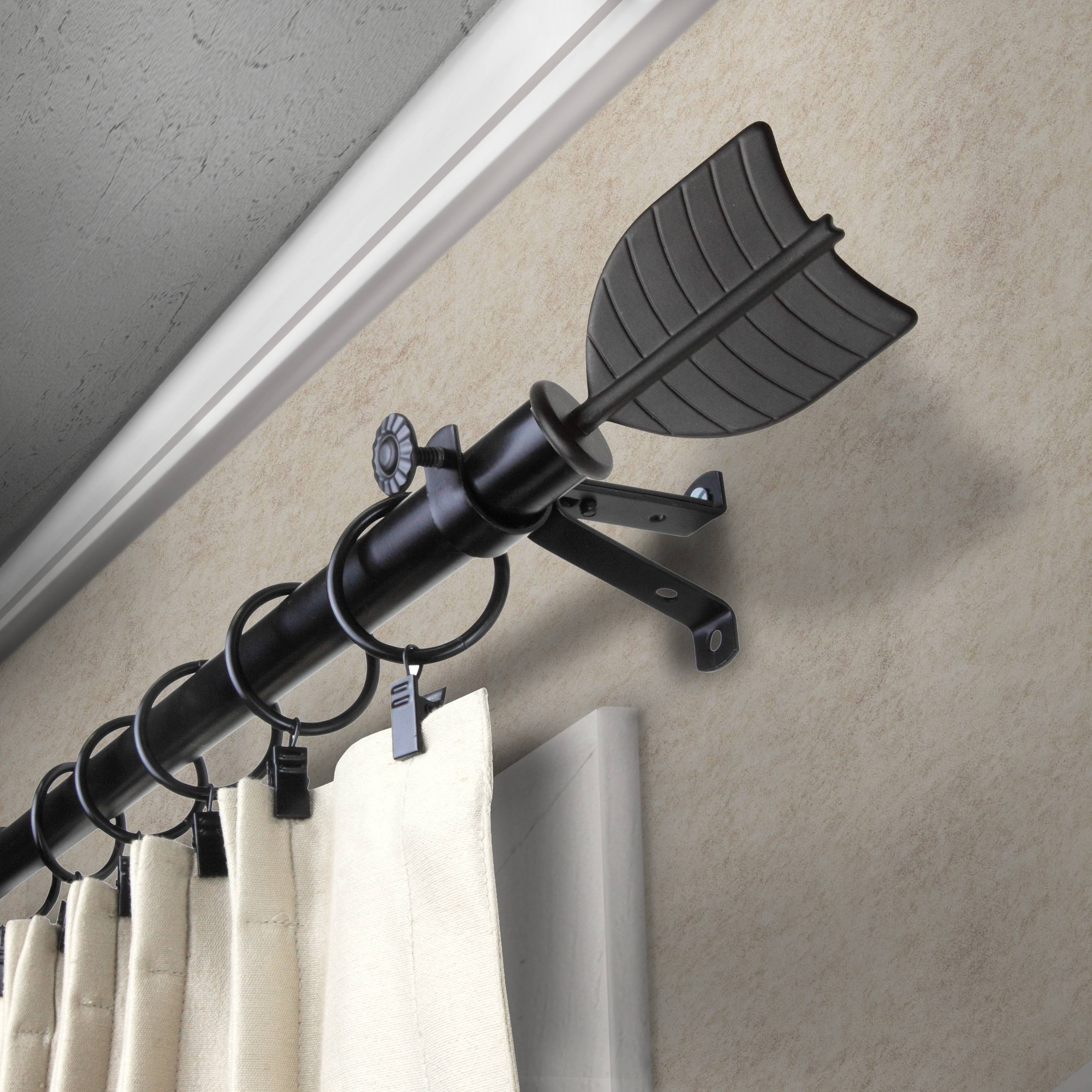 InStyleDesign Quill Adjustable Curtain Rod - 48 to 84-Inch - Black