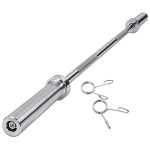 Olympic Straight Barbell Bar, Weightlifting Bar w/ Two Circlips, Q235 Steel Straight Weightlifting Barbell Bar w/360�� Rotating Sleeve.