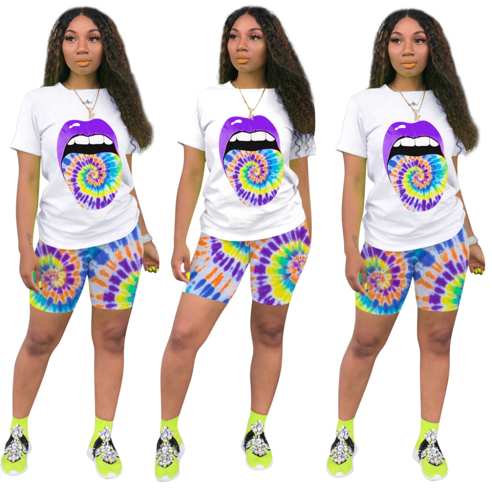 Summer Casual Tie Dye Two Piece Short Set