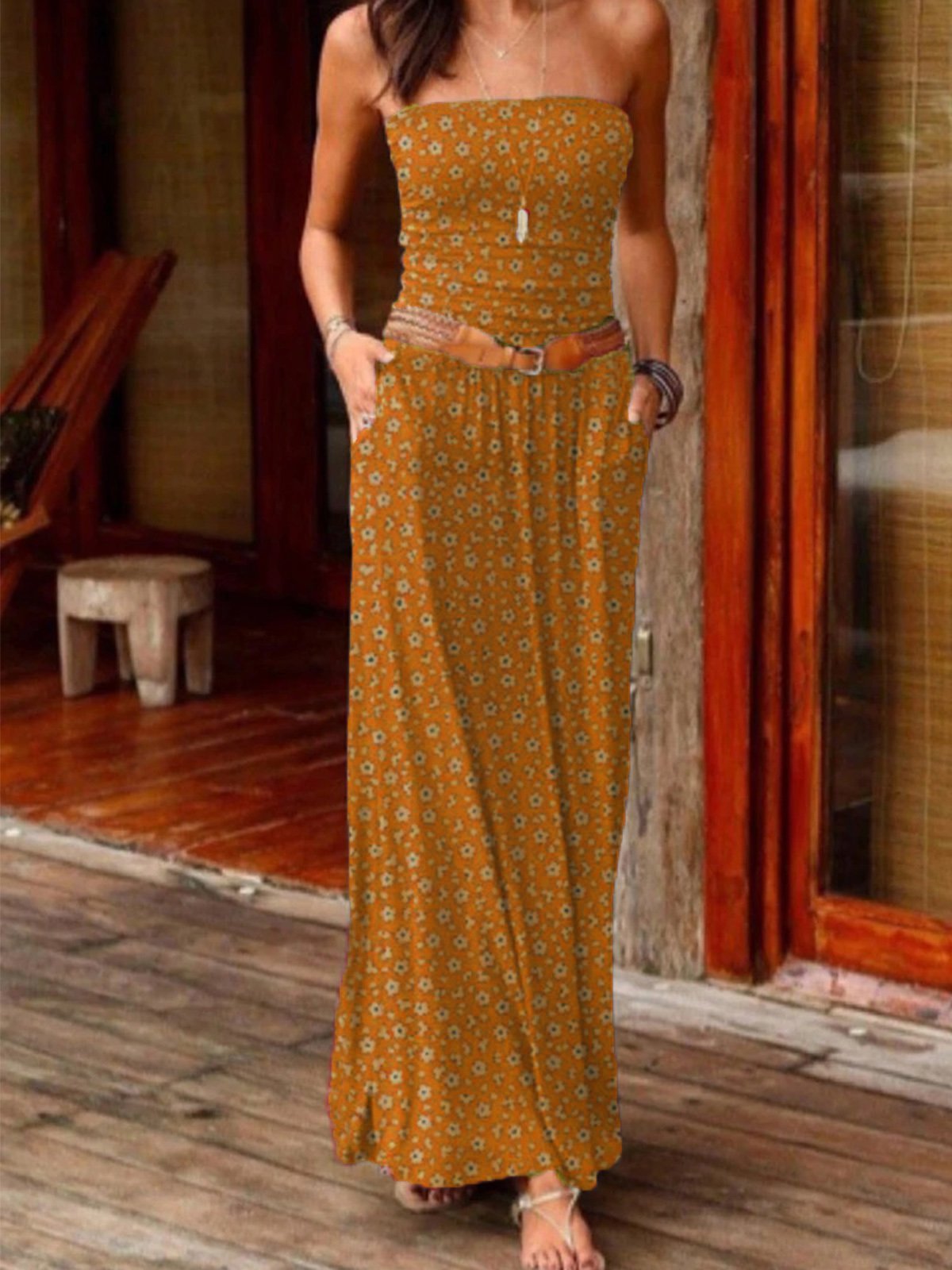 Printed Floral Sleeveless Boho Dresses