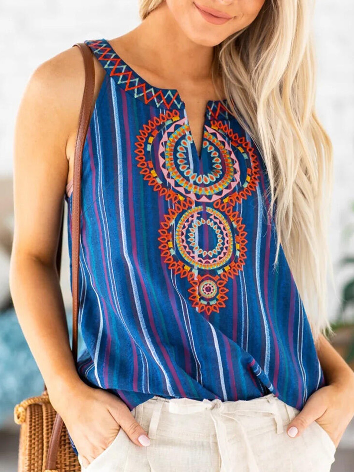 V Neck Printed Shift Shirts & Tops