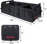 Autoark Multipurpose Car SUV Trunk Organizer,Durable Collapsible Adjustable Compartments Cargo Storage,Upgraded Handle,AK-072