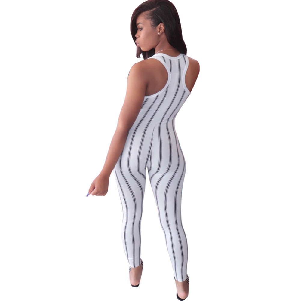 Sexy Stripes Sleeveless Bodycon Jumpsuit