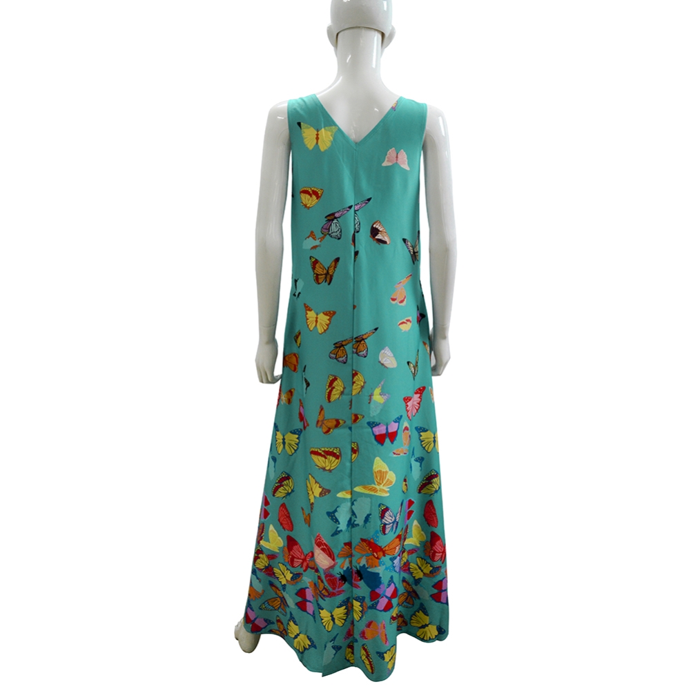 Butterfly Print Sleeveless Long Boho Dress