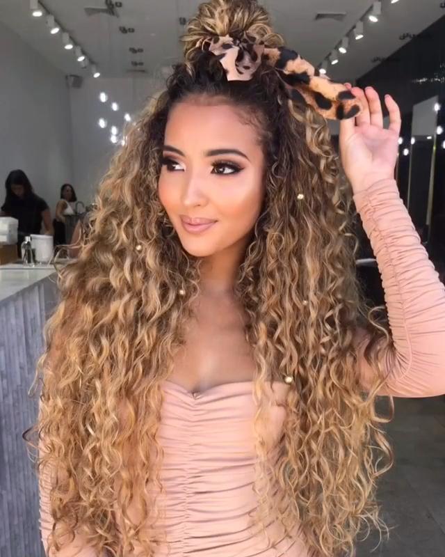 NEW-24‘’Gradient golden curly Brazilian wig