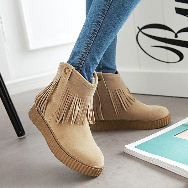 Tassel Daily Low Heel Artificial Leather Ankle Boots
