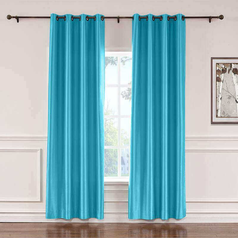CUSTOM Lao Hang Zhou Lake Blue Polyester Cotton Thermal Insulated Curtain