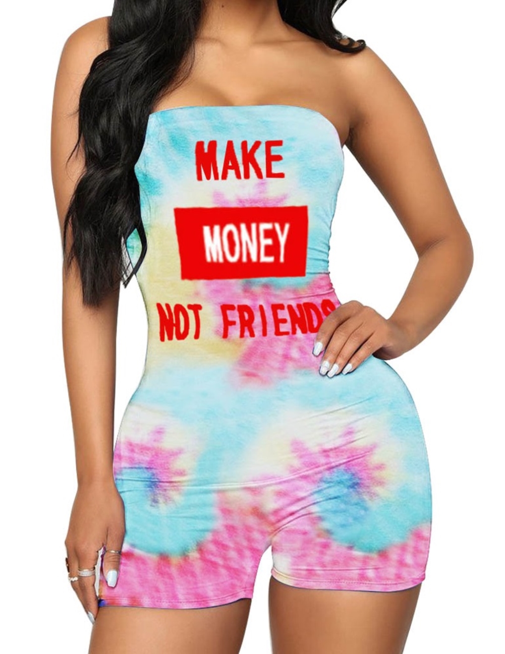 Print Sexy Strapless Bodycon Rompers
