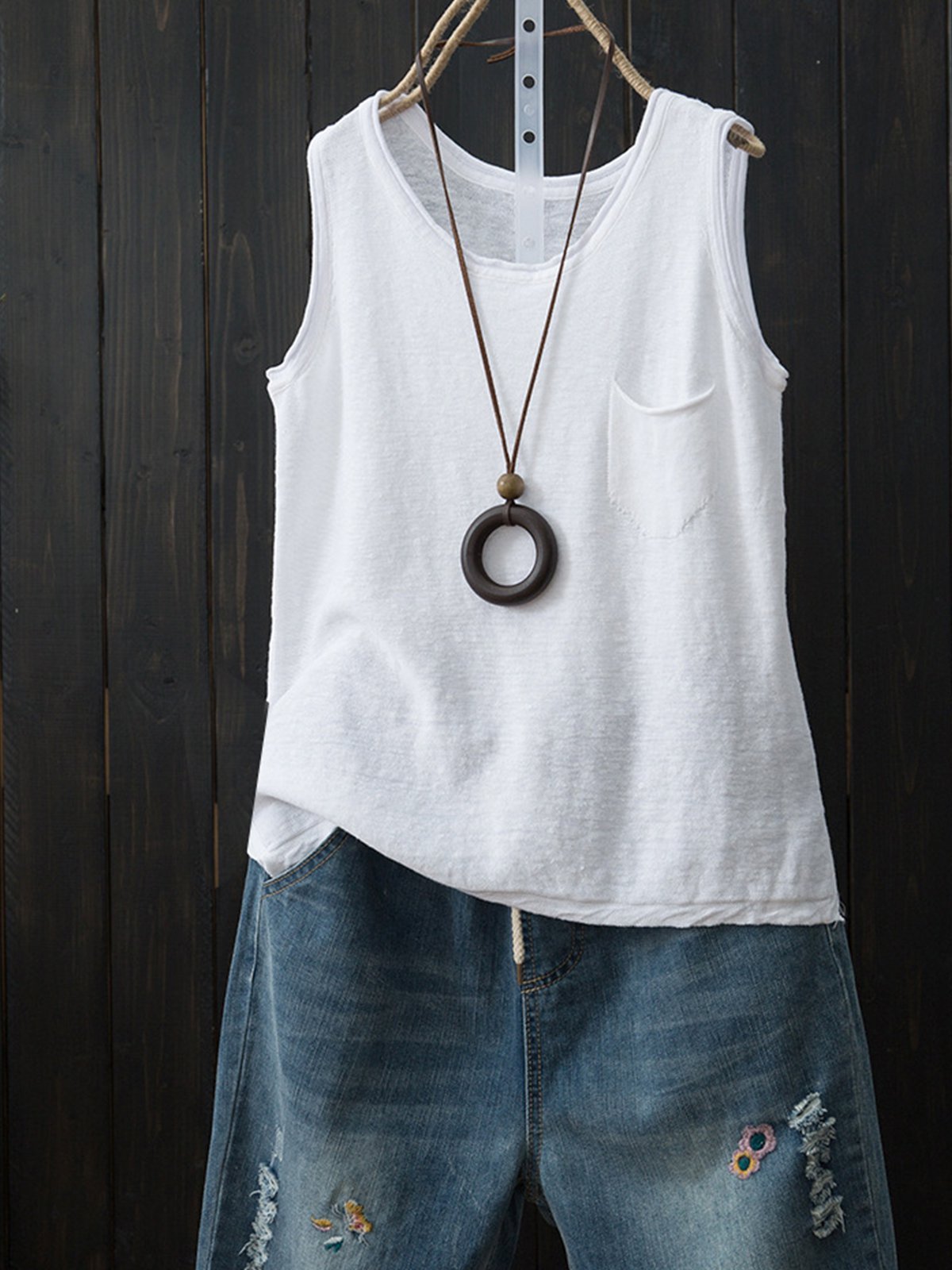 Sleeveless Solid Shirts & Tops