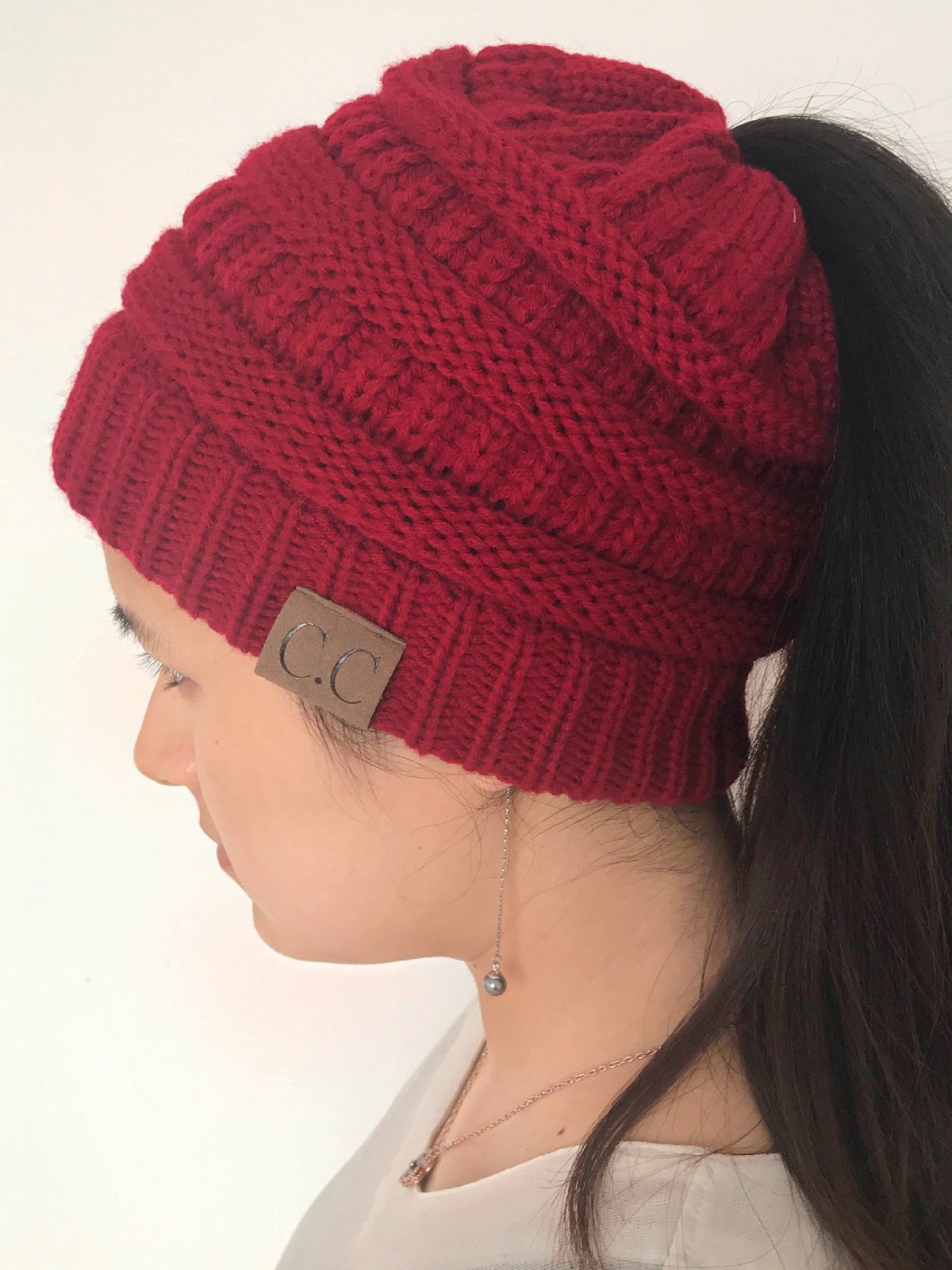 Patch Casual Solid Knitted Cap