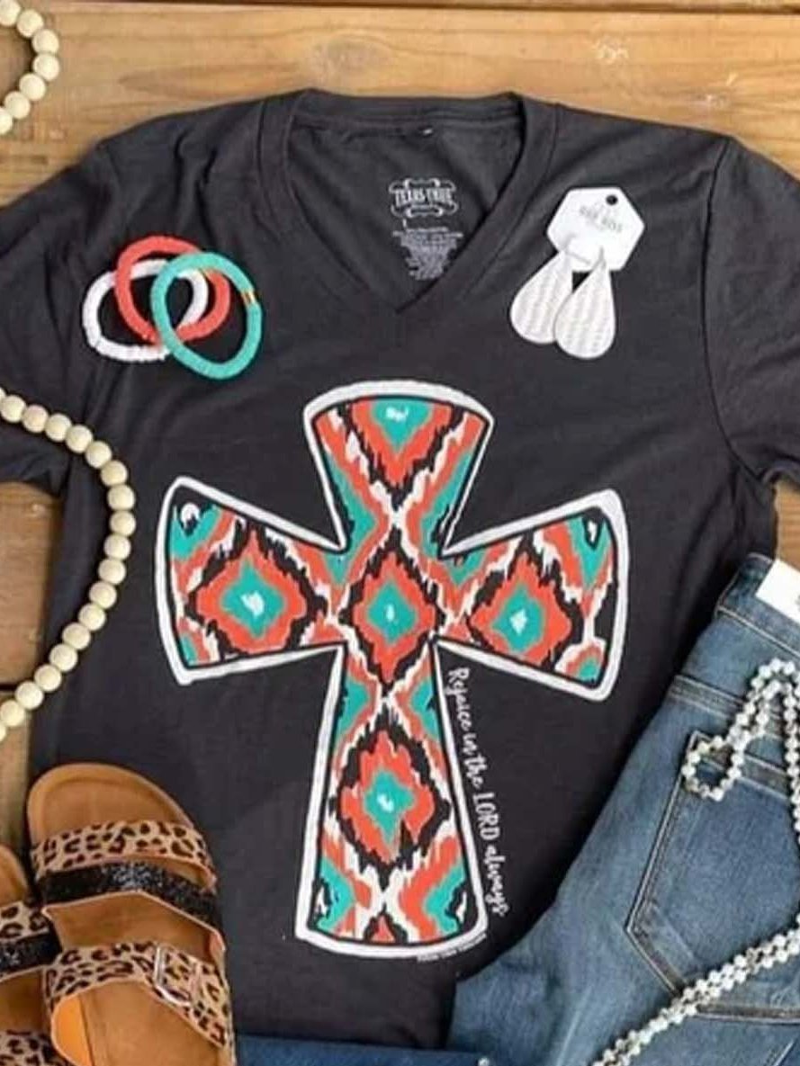 V Neck Casual Short Sleeve Shirts & Tops