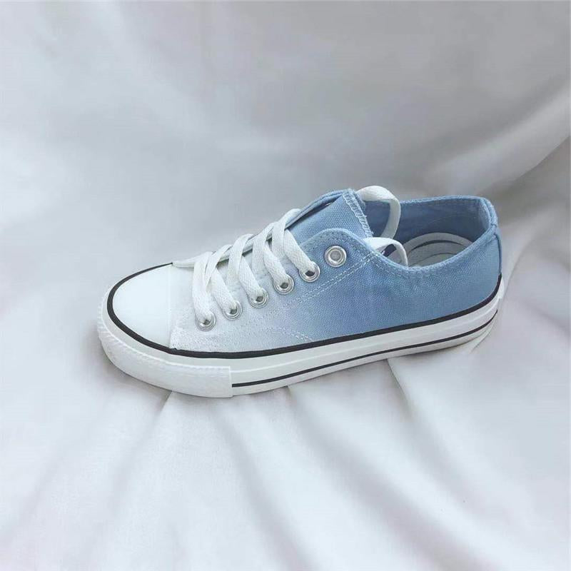 Casual Gradient Color Lace-Up Low-Top Canvas Shoes