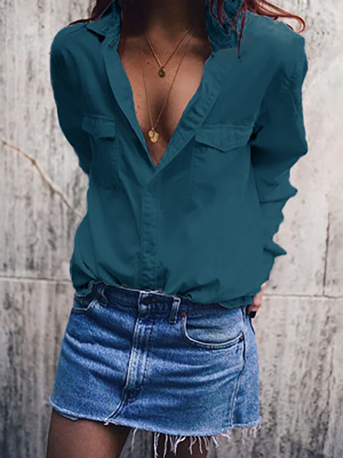 Shirt Collar Cotton Long Sleeve Casual Blouses&shirts