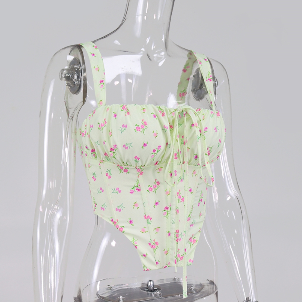 Sexy Vintage Floral Yellow Crop Top