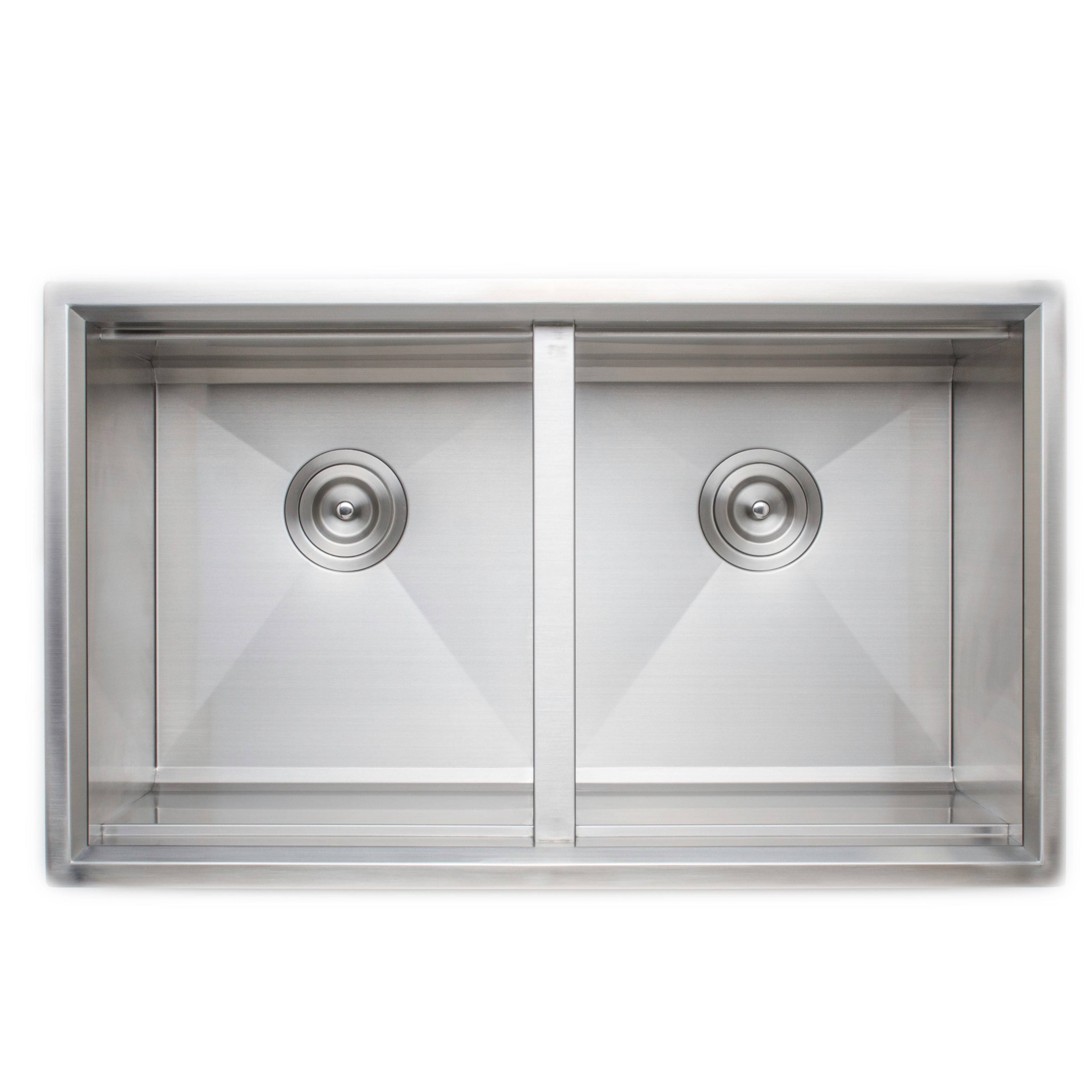 Wells Sinkware 3D Series 32-Inch Undermount 50-50 Double Stainless Steel Kitchen Sink w/ Companion Colander and Cutting Board