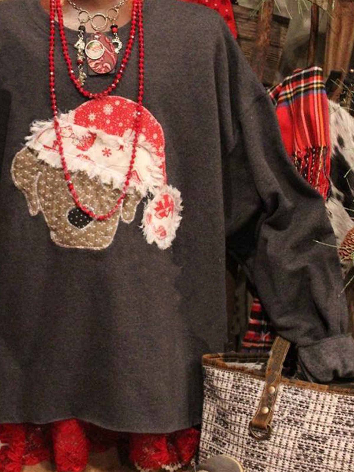 Crew Neck Long Sleeve Animal Shift Sweatshirt