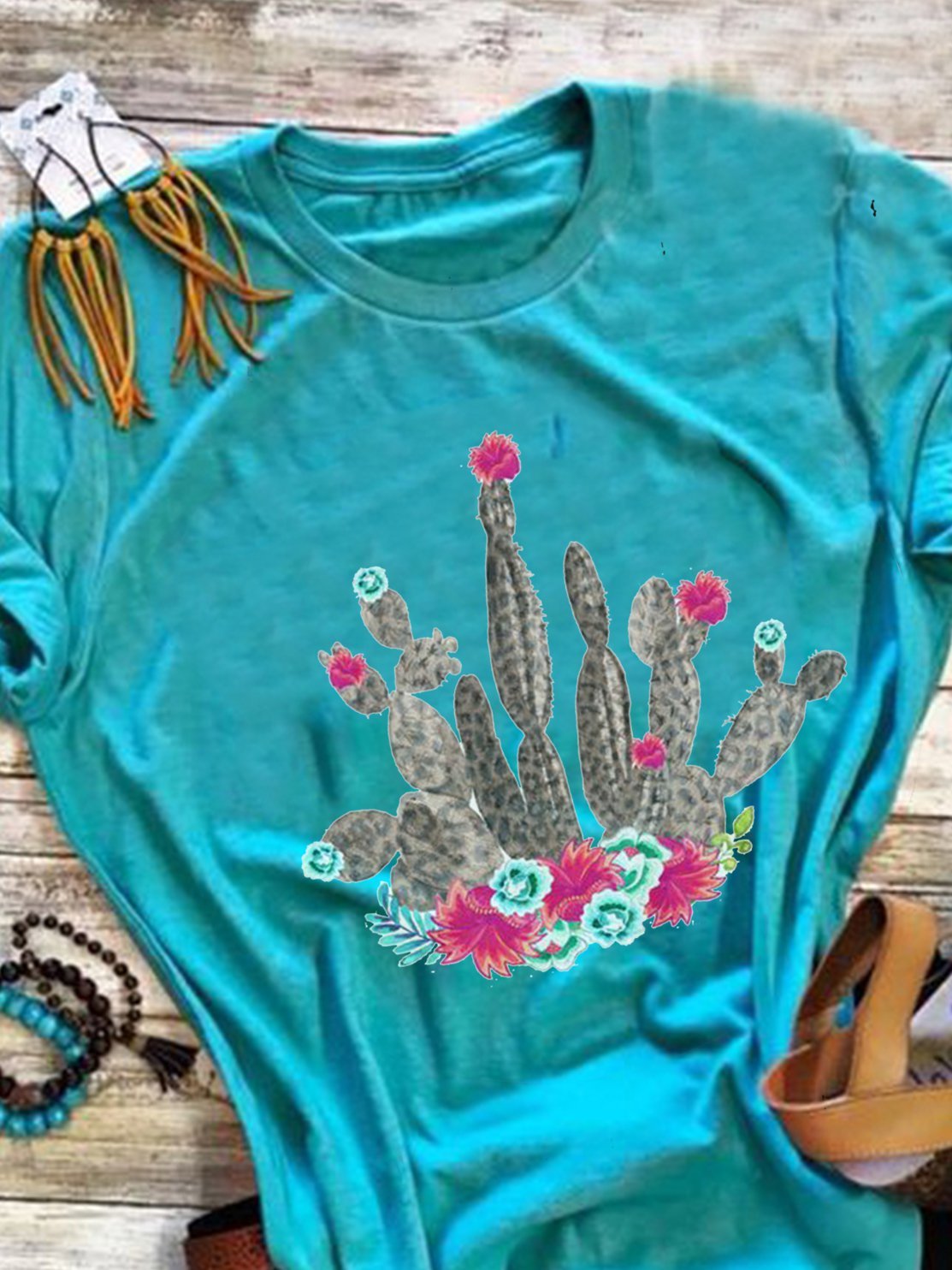 Blue Plants Short Sleeve Cotton Shirts & Tops