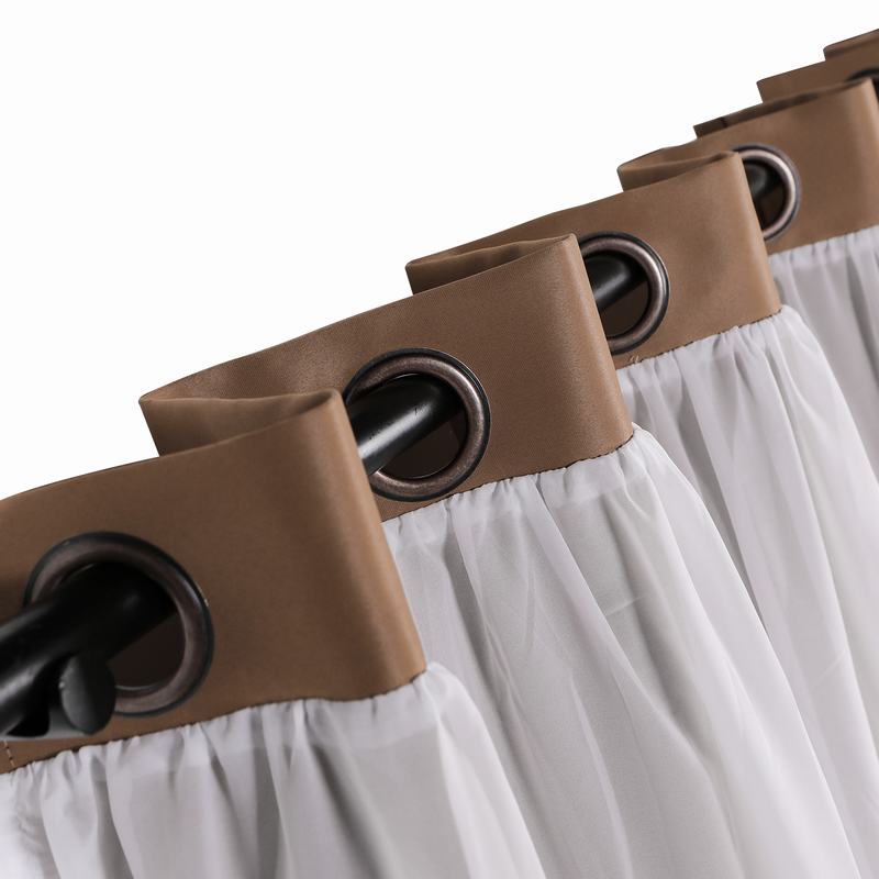 Layered Curtain Mix & Match Elegance White Crushed Voile x Blackout Curtain Grommet Panel ELI