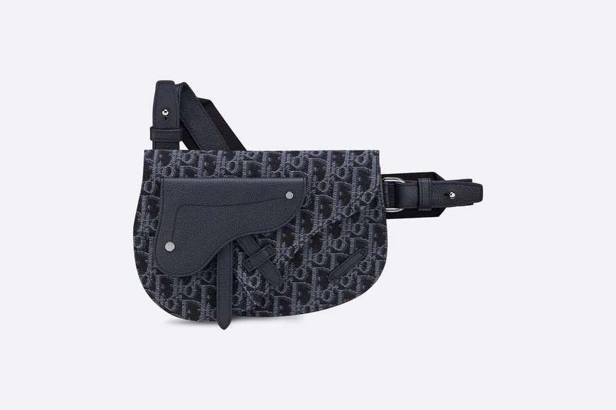 Saddle Pouch Blue Dior Oblique Jacquard
