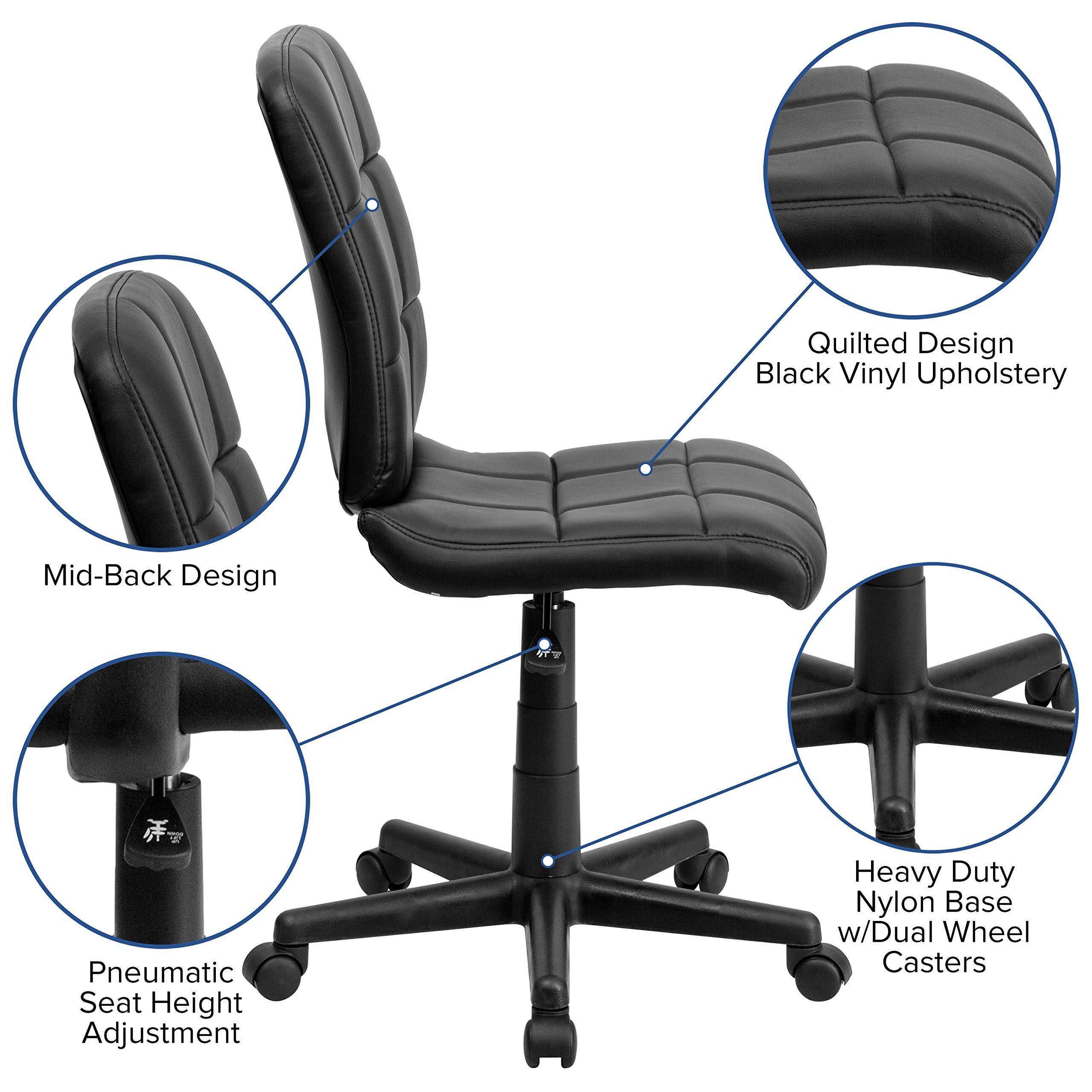 Flash Furniture Mid-Back Black Quilted Vinyl Swivel Task Office Chair