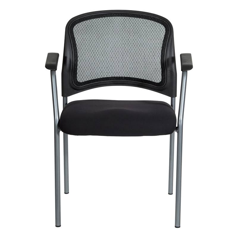 ProGrid Black Mesh Back with Padded Fabric Seat Visitor's Chair with Arms