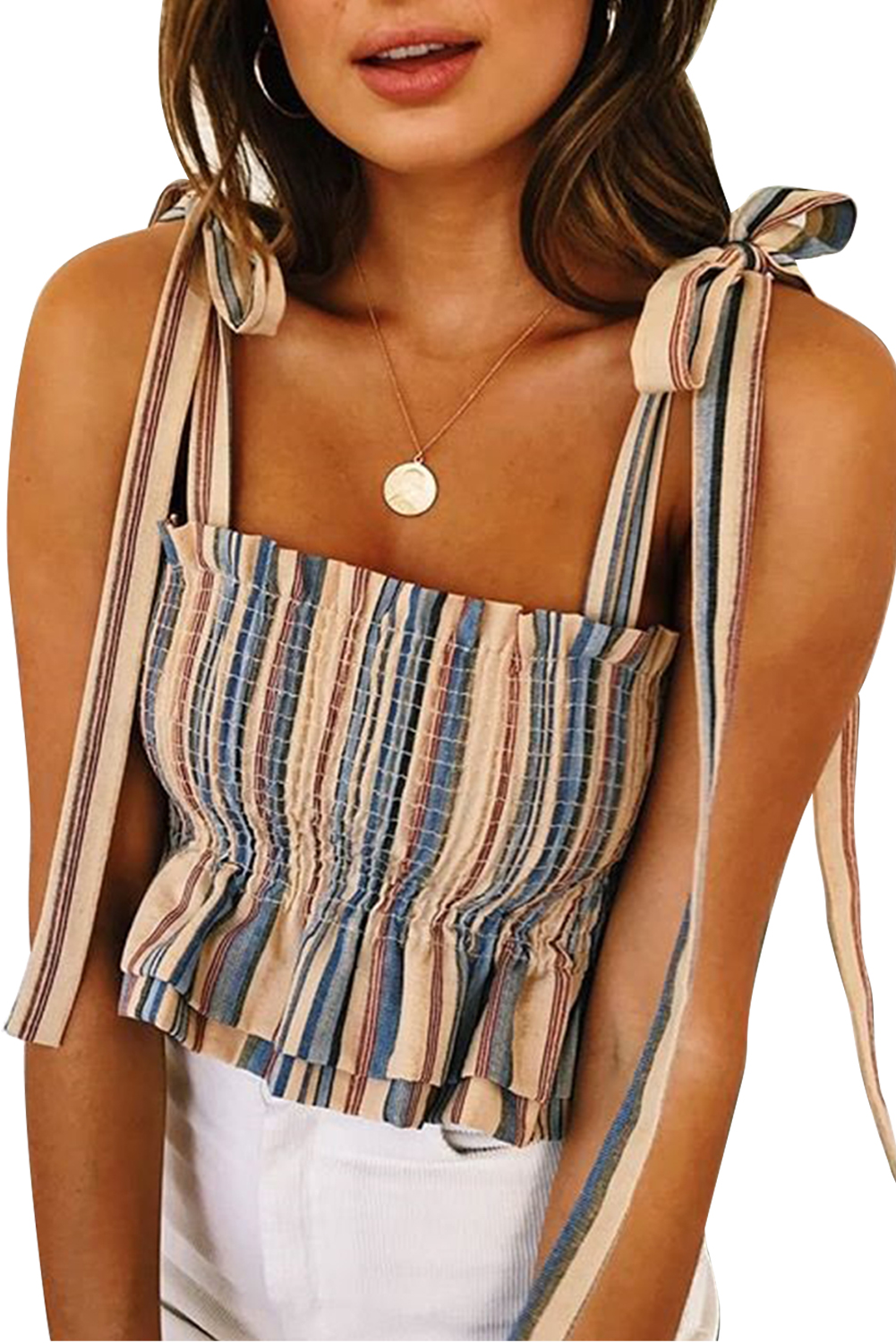 Yellow Summer Elastic Cropped Cami