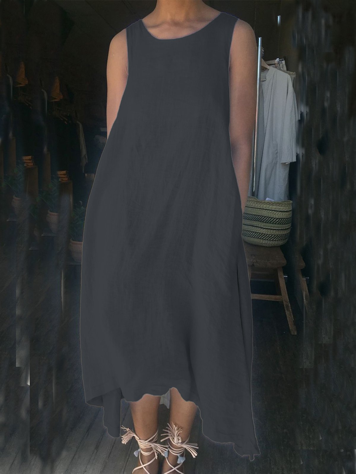 Sleeveless Casual Solid Dresses