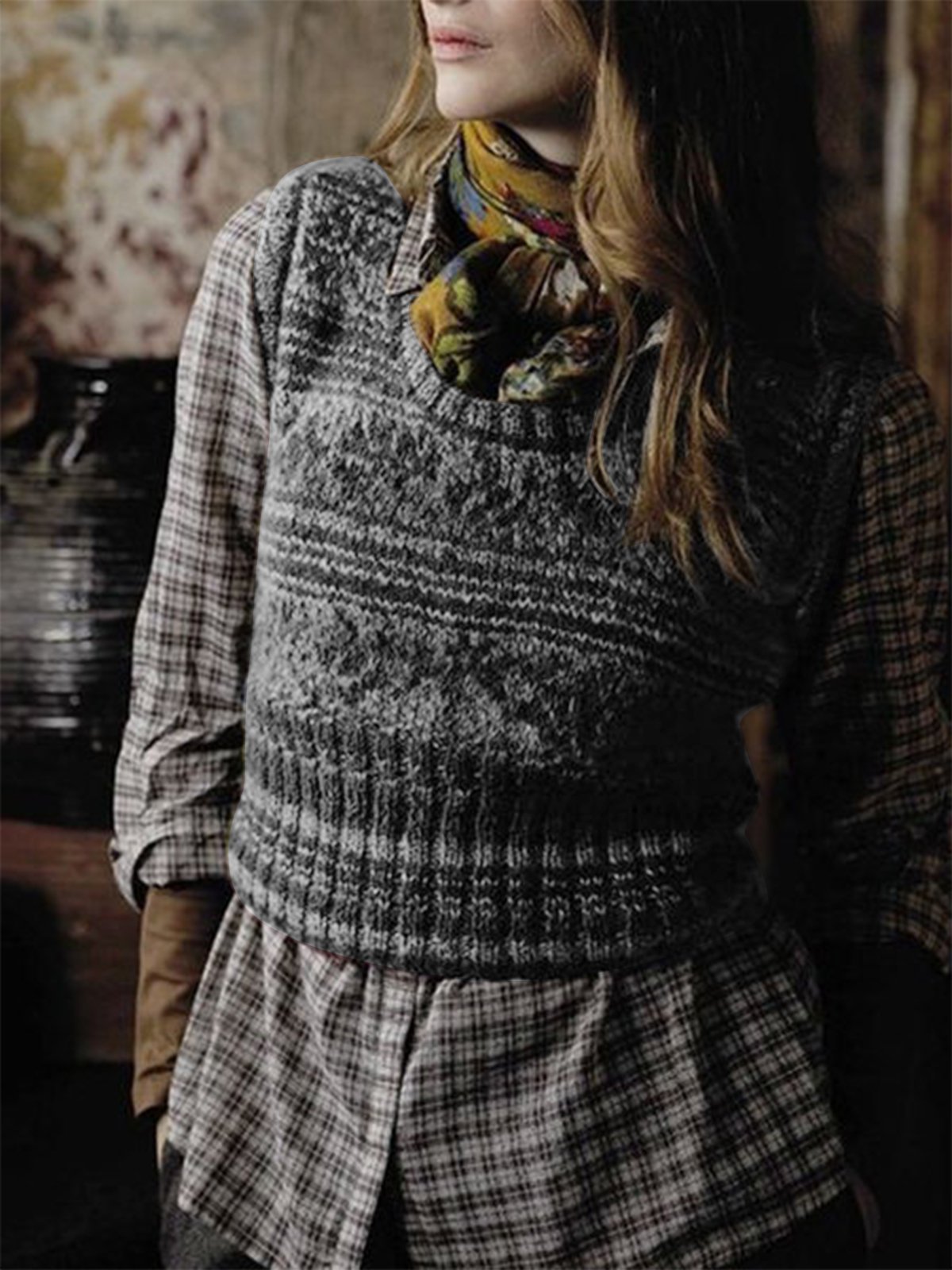 Geometric Vintage Sleeveless Sweater