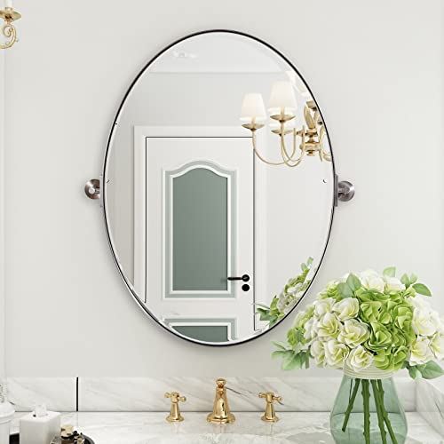 Oval Pivot Bathroom Mirror, Brushed Nickel Oval Pivot Mirror Bathroom Stainless