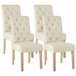 Dining Chairs, Advanced Knitting Cushion with Button Decoration, Armless