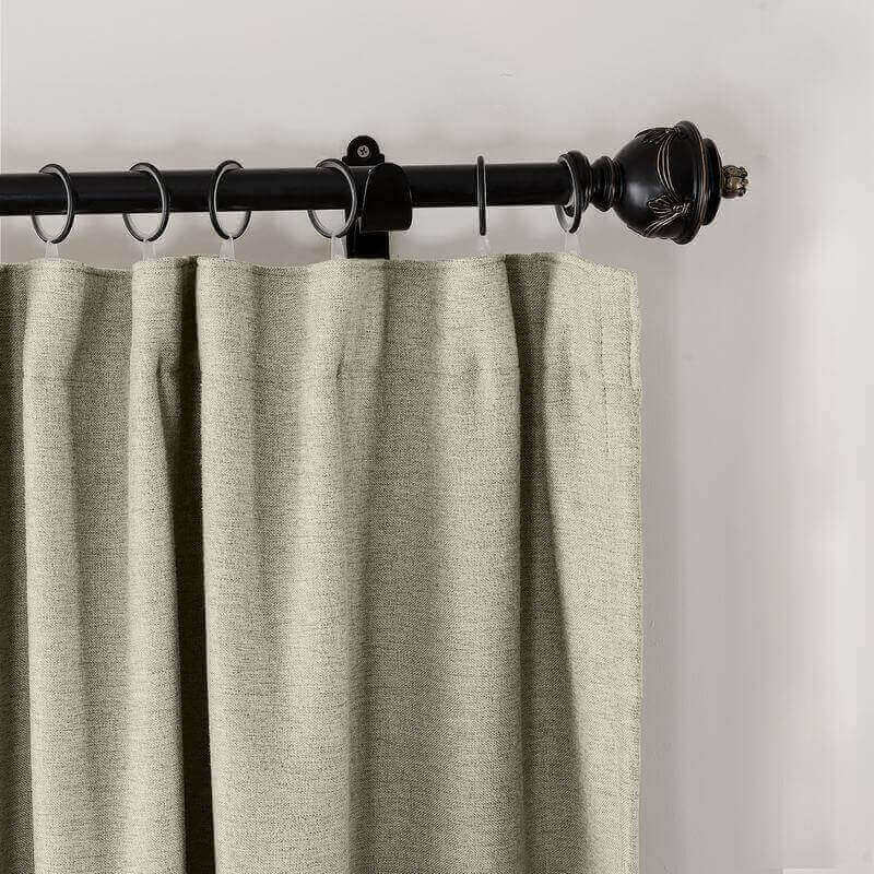 CUSTOM Olive Rock White Luxury Textured Faux Linen Curtain