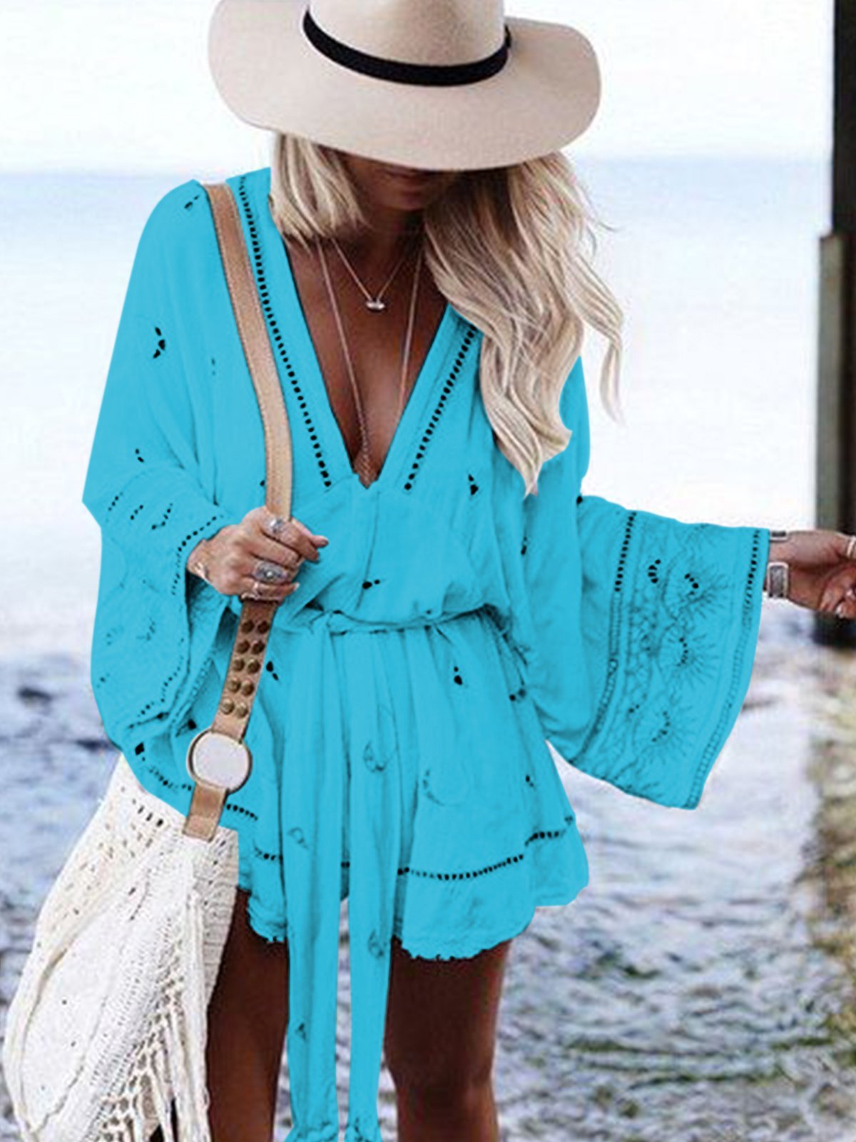 Long Sleeve V-Neck Casual Dresses