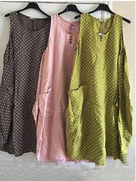 Polka Dots Sleeveless Casual Dresses