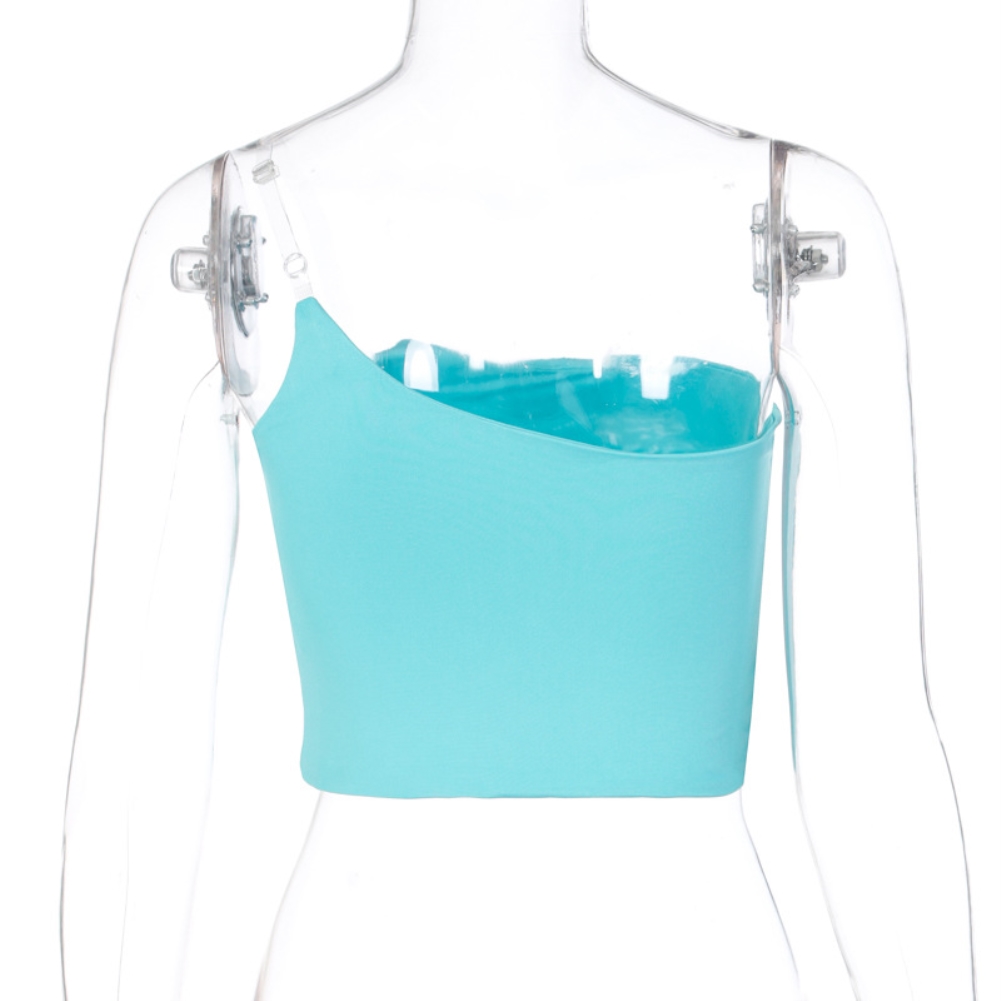 Solid Color Irregular Sexy Crop Top