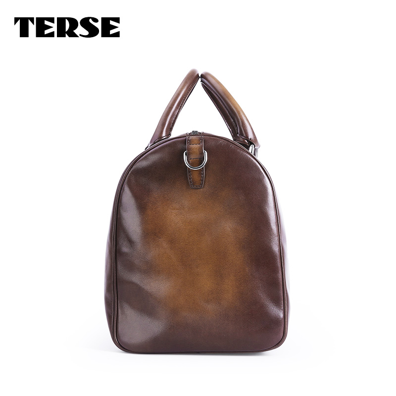 TERSE_Tobacco duffel bag mens womens handmade leather tote bag large capacity handbag custom logo/ colors bespoke luxury