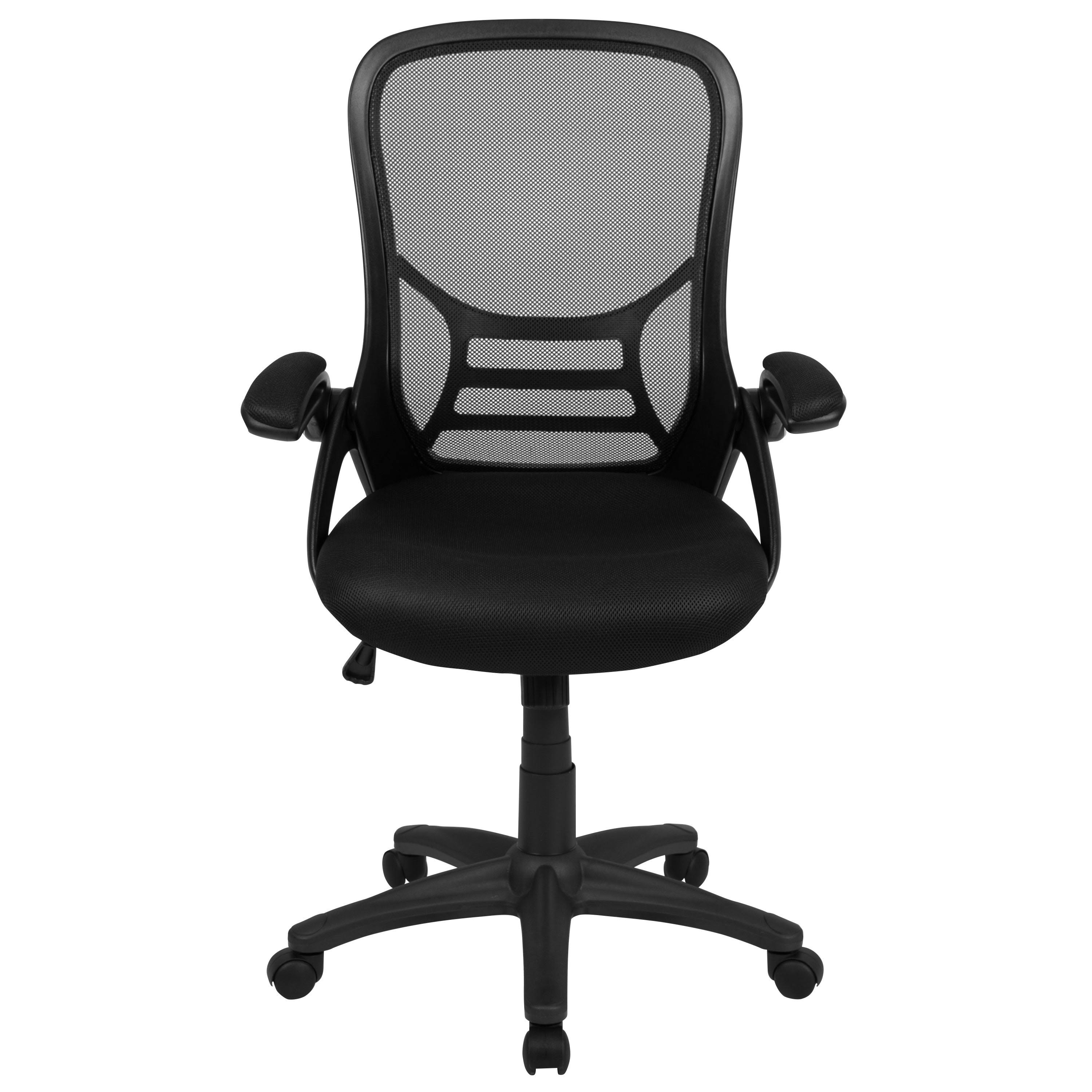 High Back Mesh Ergonomic Swivel Office Computer Chair with Flip-Up Arms - Dark Gray
