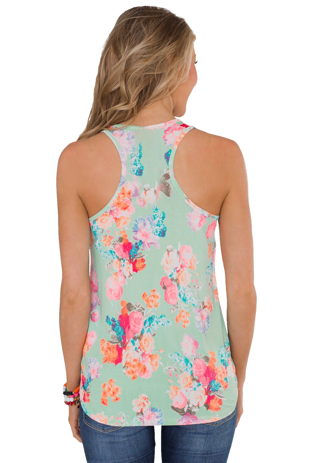 Green Floral Summer Tank
