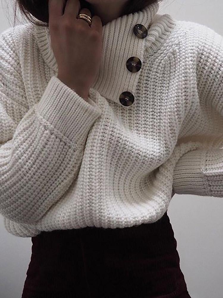 Women's Knit Button Collar Sweater