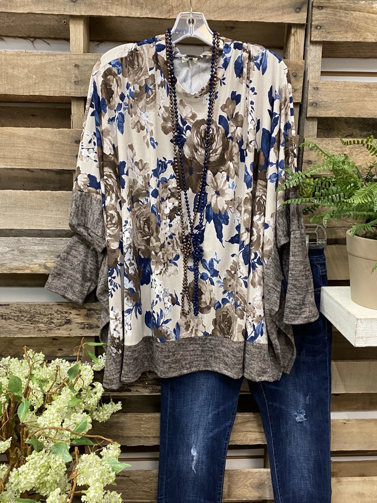 Casual V Neck Floral-Print Cotton-Blend Shirts & Tops
