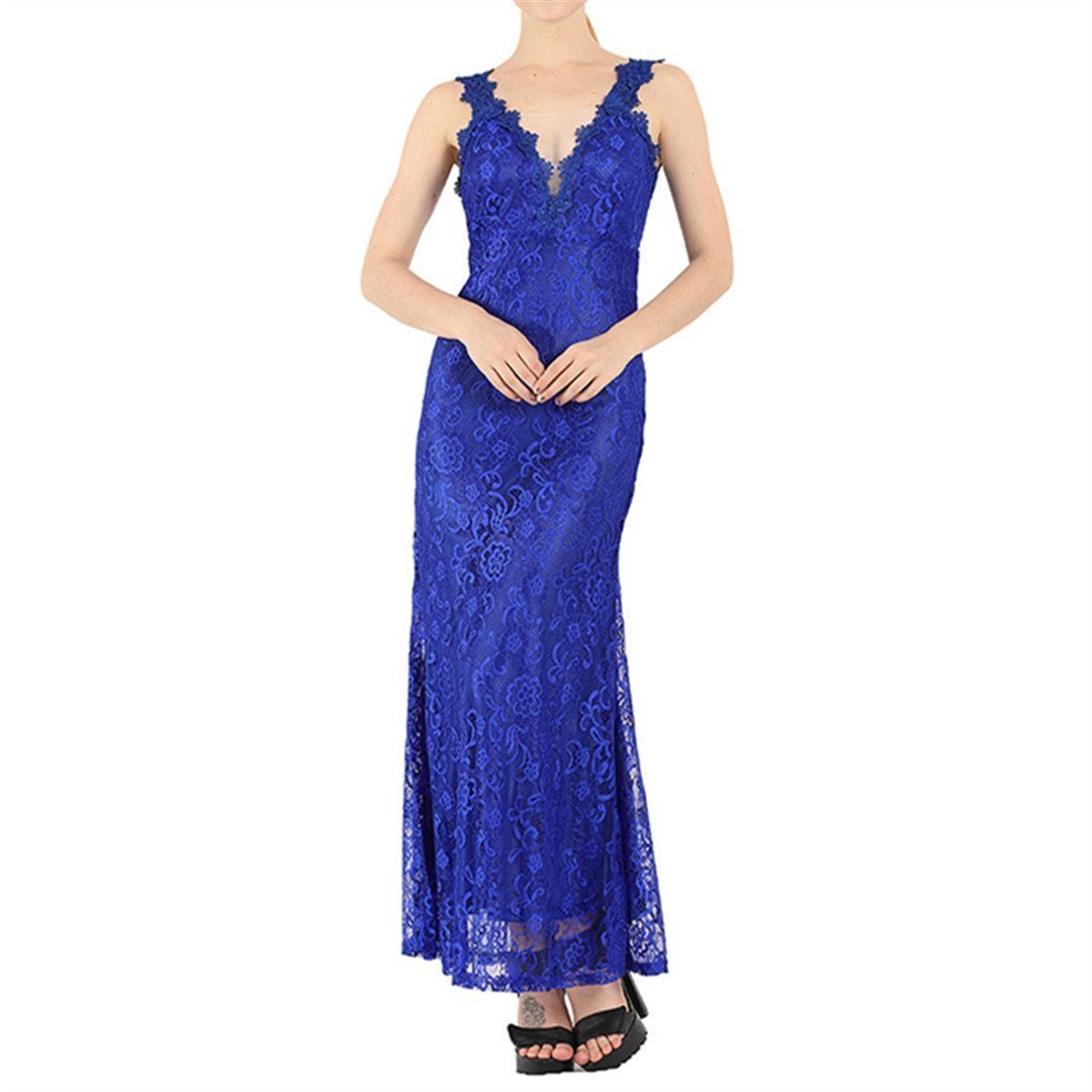 Sexy V Neck Lace Backless Dress