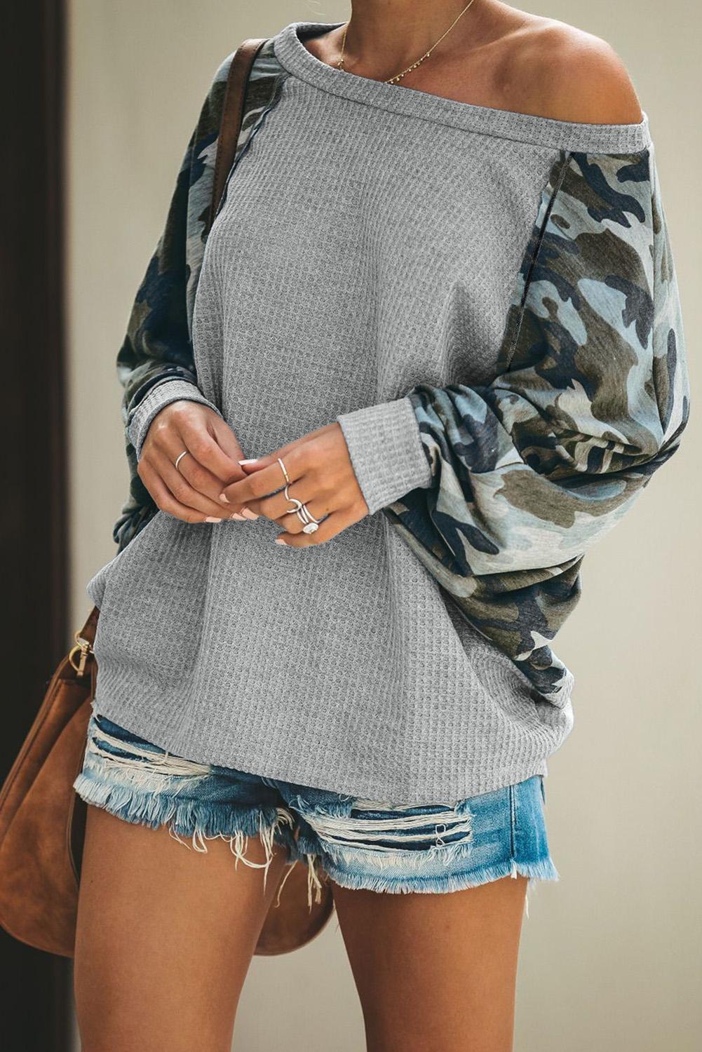 Gray Squadron Thermal Camo Contrast Dolman Top