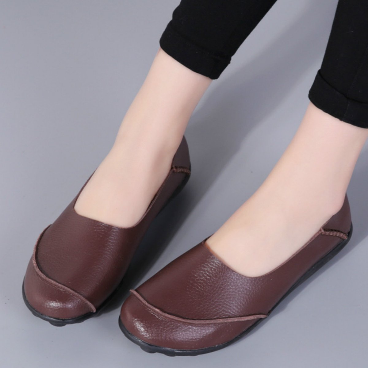 Slip On Leather Daily Casual Flats