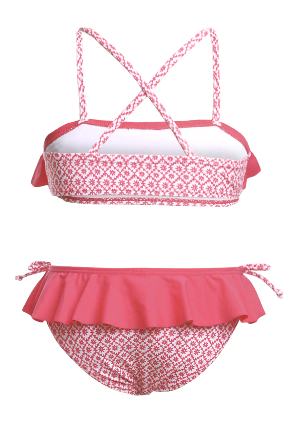 Ruffle Overlay Little Girls Swimsuit with Print