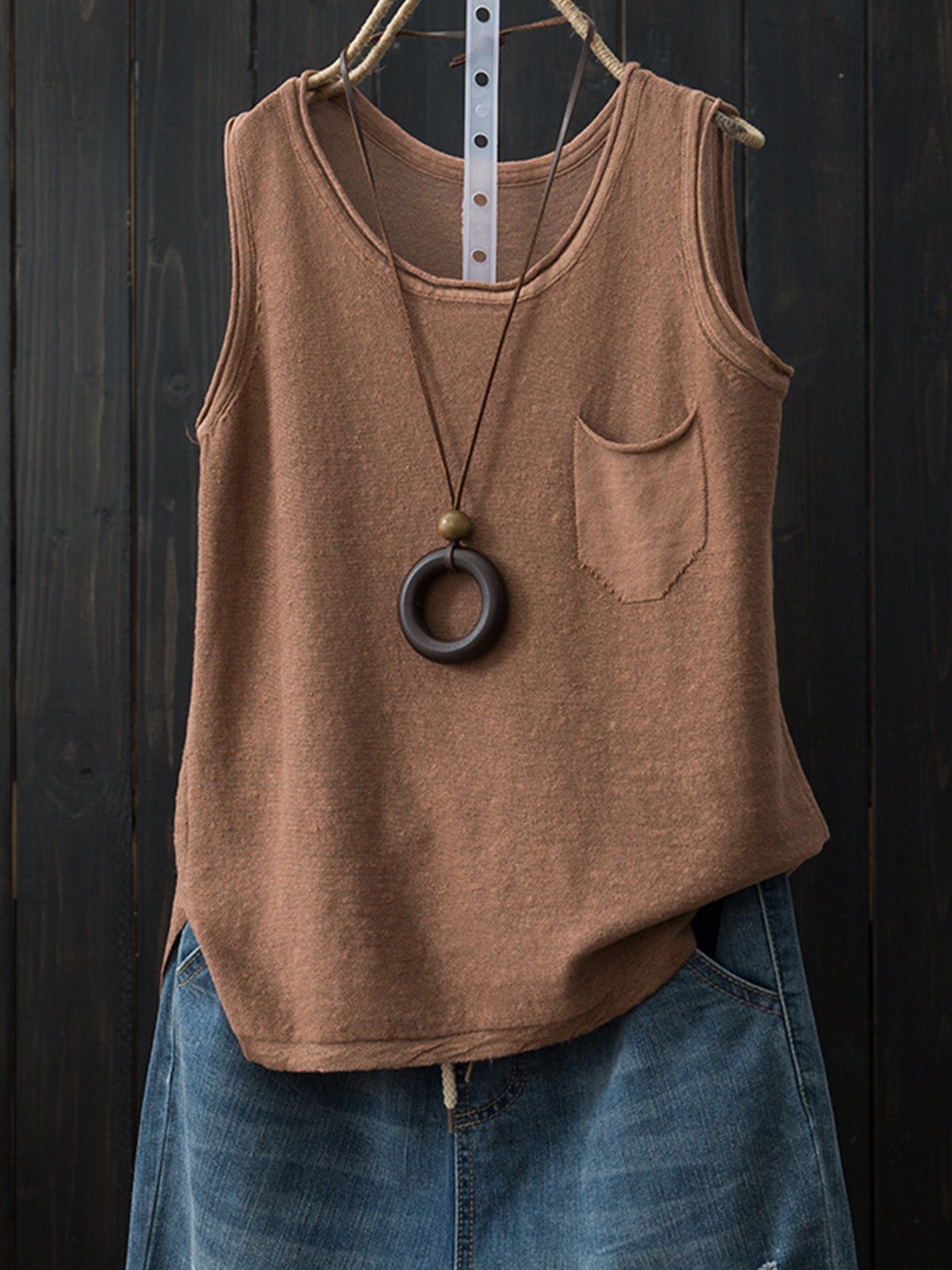 Sleeveless Solid Shirts & Tops